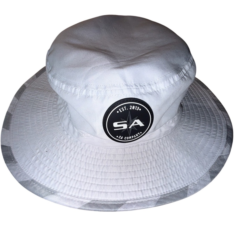 SA Company White Bucket Hat American Flag Brim Fishing Sun Hat Adjustable Strap